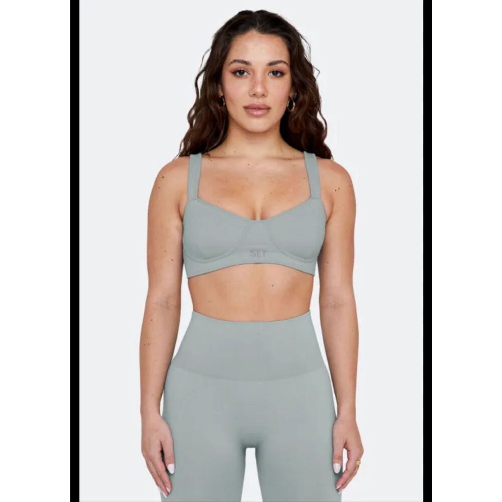 NWOT SET ACTIVE Sculptflex Contour Bra & Leggings Pink Workout Gym Set Women's